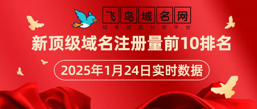 新顶级域名注册量前10名排行（2025.1.24）